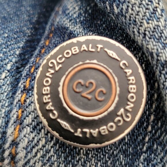 Carbon2Cobalt C2C Men's VTG Burnout Denim Trucker Jacket Size Large - Picture 12 of 14